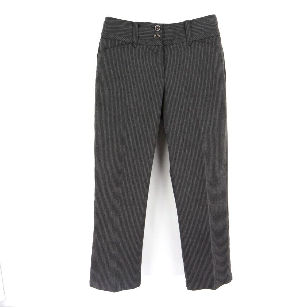 Studio 1940 Ankle Pants Mid Rise Straight Leg Womens Size 6 Gray‎ Pin Stripes